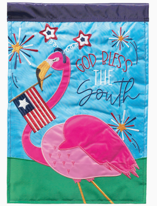 Flamingo God Bless the South Garden Flag