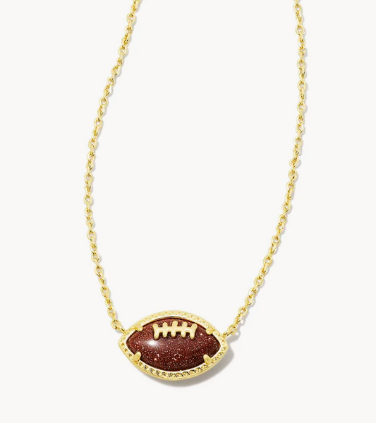 Football Short Pendant Necklace Gold Orange Goldstone