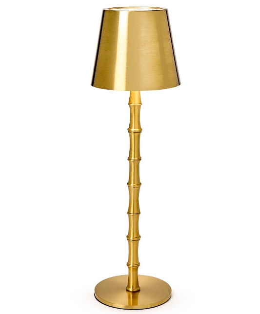 LED Portable Cordless Gold Bamboo Table Lamp