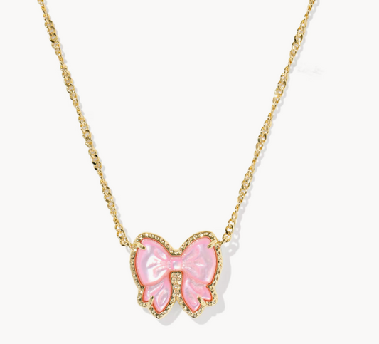 Haley Bow Gold Short Pendant Necklace
