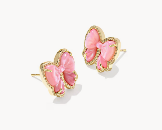 Haley Bow Gold Stud Earrings