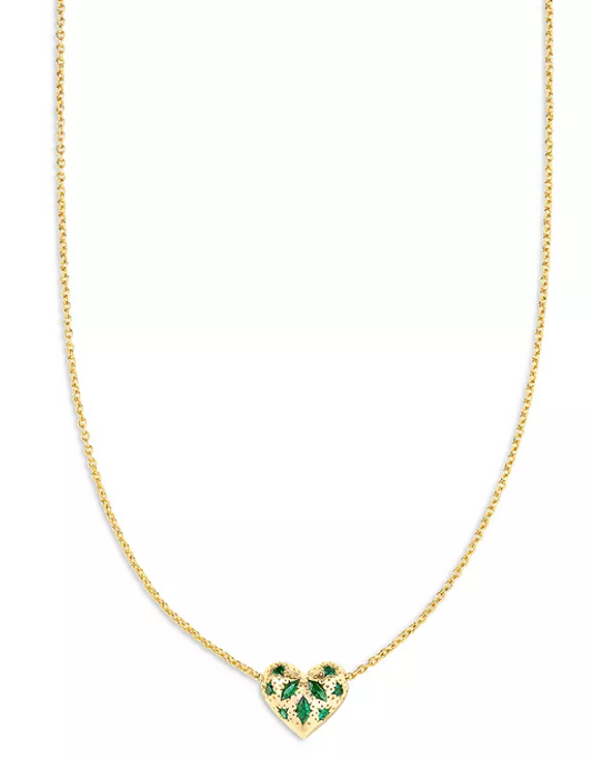 Holland Heart Necklace Gold Green Crystal