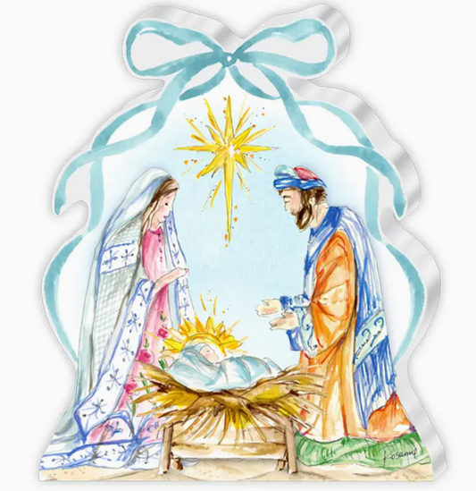 Holy Family Blue Bow Acrylic Art