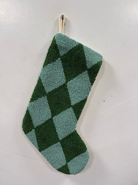 Holiday Argyle Green Hook Stocking