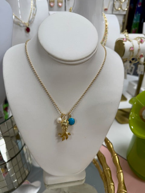Bubble Fish Charm Cluster Turquoise
