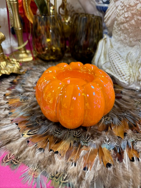 Lustrous Orange Pumpkin Tealight Holder