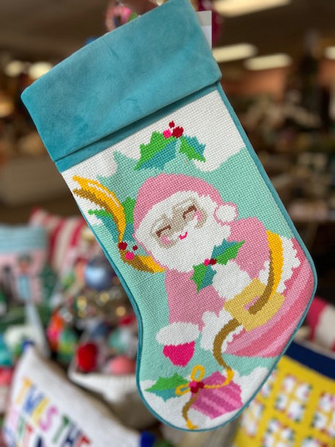 Papa Noel Needlepoint Stocking