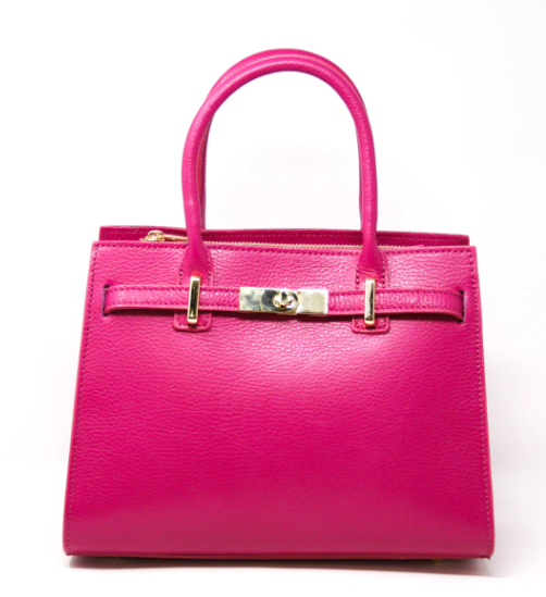 Leather Handbag - Hot Pink