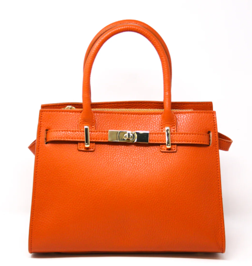 Leather Handbag - Orange