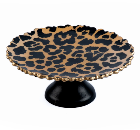 Leopard Spots Enameled Cake Stand Medium
