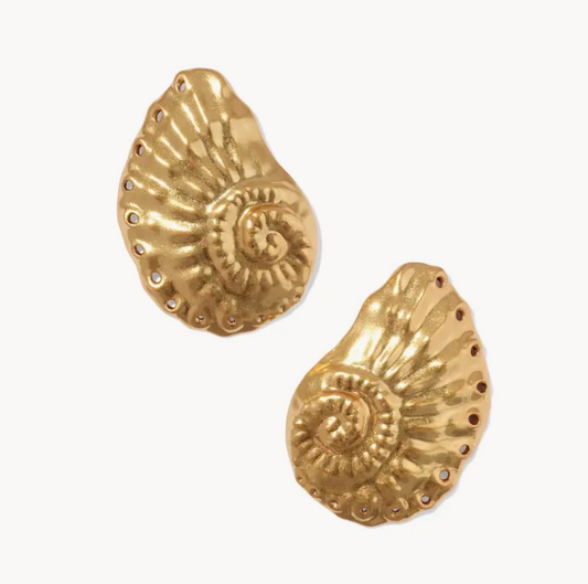 Marina Statement Stud Earrings in Vintage Gold