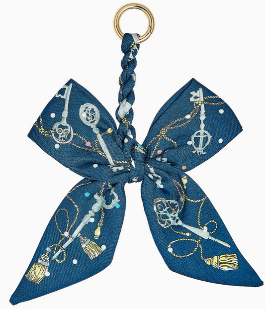 Megan Scarf Bag Charm Keychain - Navy Key