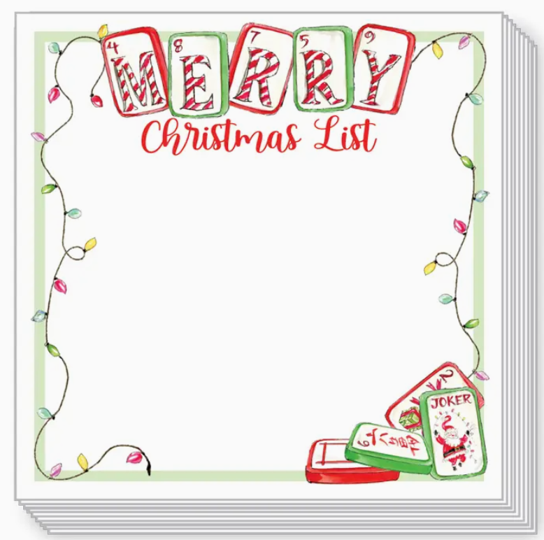 Merry Christmas List Mahjong Tiles Block Notepad