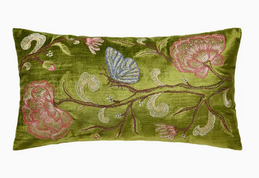 Oriental Butterfly Embroidered Pillow