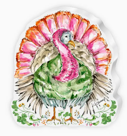 Pink Standing Turkey w/ Fall Florals Acrylic Art