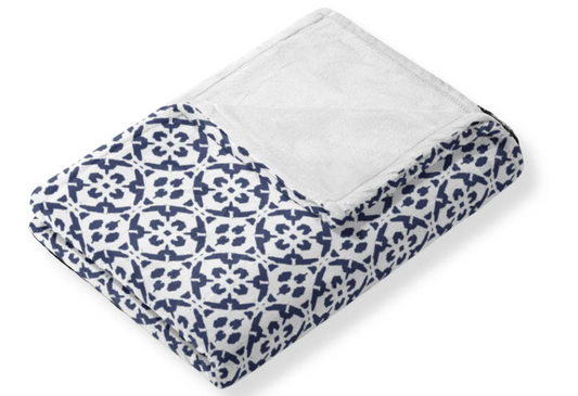 Porto Tiles Navy Fleece Blanket