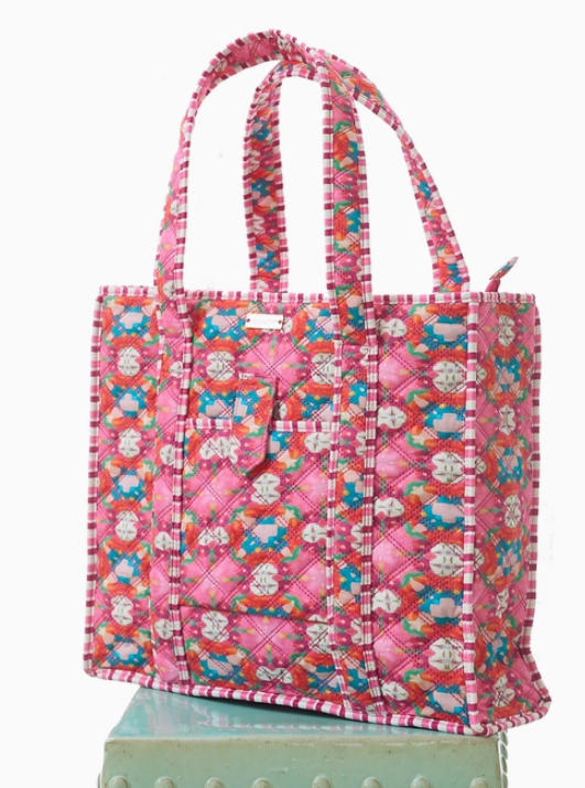 Quilted Tote - Strawberry Fields