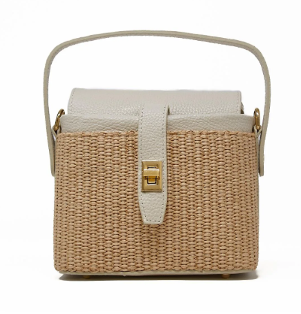 Rattan Leather Handbag - Ivory