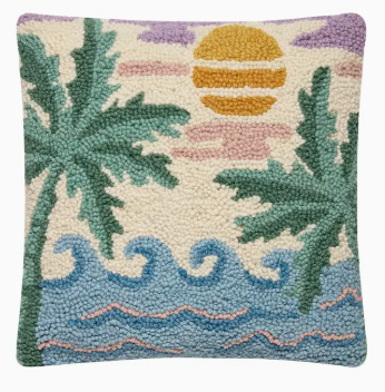 Retro Coastal Scene Hook Pillow
