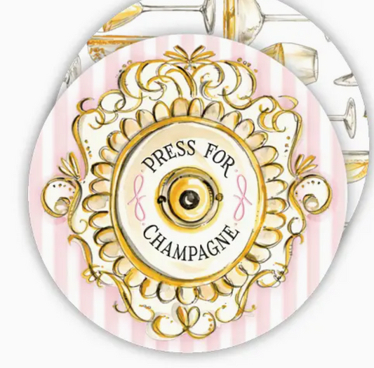Handpainted Champagne Call Button Round Coaster