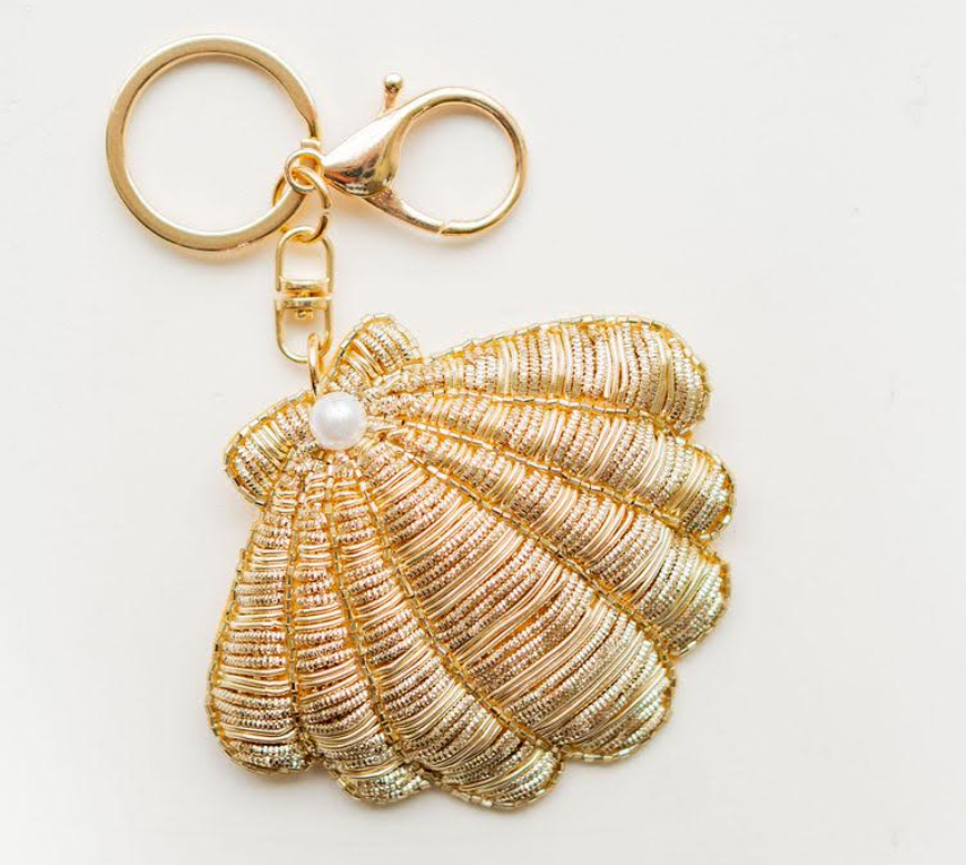 Scallop Shell Hand Beaded Key Chain