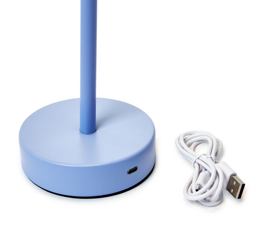 Blue LED Table Lamp w/ Scalloped Shade