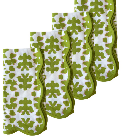 Chintz Green Scalloped Dinner Napkins SO4
