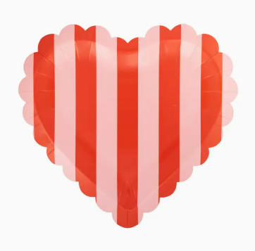 Scalloped Stripe Heart Paper Plate