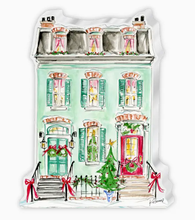 Seafoam House Snow Village Acrylic Art