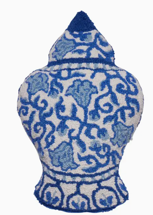 Shaped Chinoiserie Vase Hook Pillow