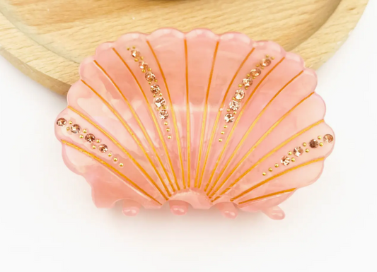 Crystal Shell Claw Clip Pink