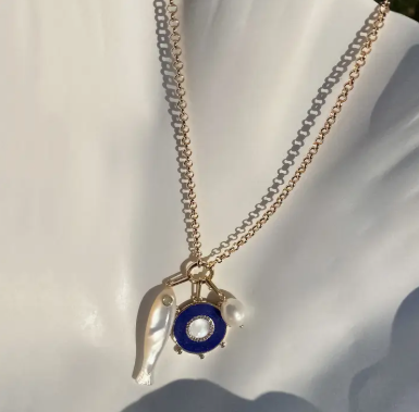 Soleil Lapis and Mother of Pearl Charm