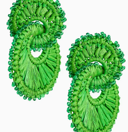 Tara Raffia Earring - Green