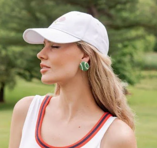 Beaded Tennis Ball Fabric Studs - Green