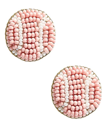Beaded Tennis Ball Fabric Studs - Pink