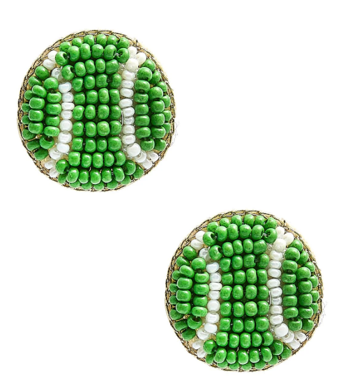 Beaded Tennis Ball Fabric Studs - Green