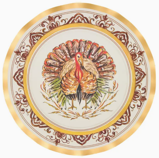 Turkey & Gourds Dinner Plates 8 pk