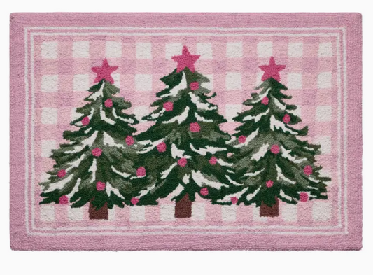 Whimsy Christmas Trees Hook Rug