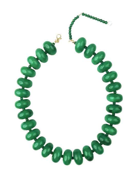 Bailey Chunky Beaded Necklace- Green