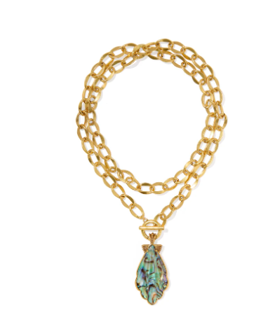 Alexa Metal Statement Necklace Gold Metal Abalone Shell