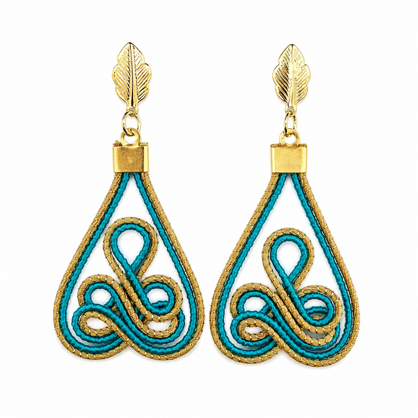 Amazonia Earrings: Golden Grass/Turquoise