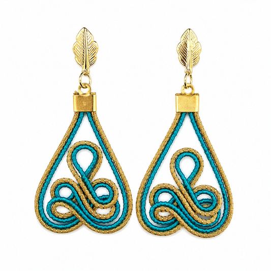 Amazonia Earrings: Golden Grass/Turquoise