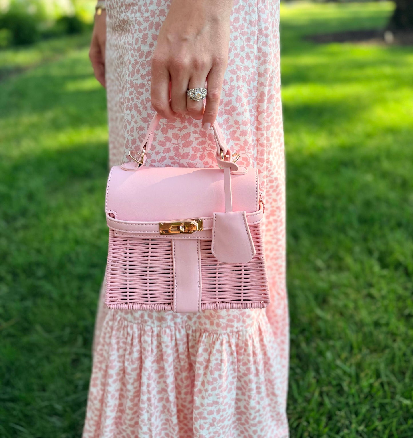Celine Wicker Handbag- Pastel - Light Pink