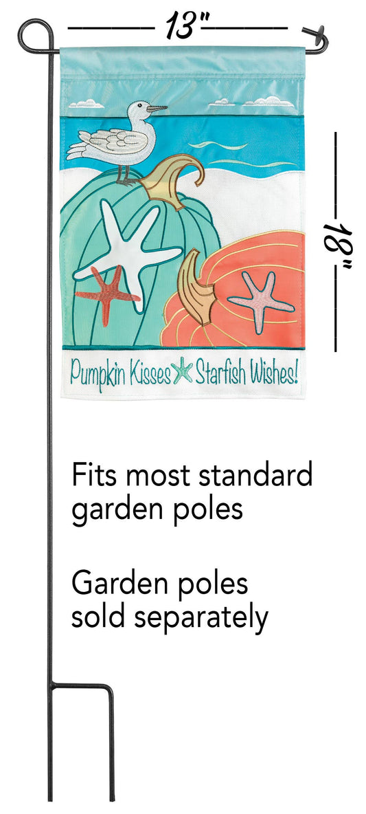 Coastal Fall Pumpkins Burlap Garden Flag