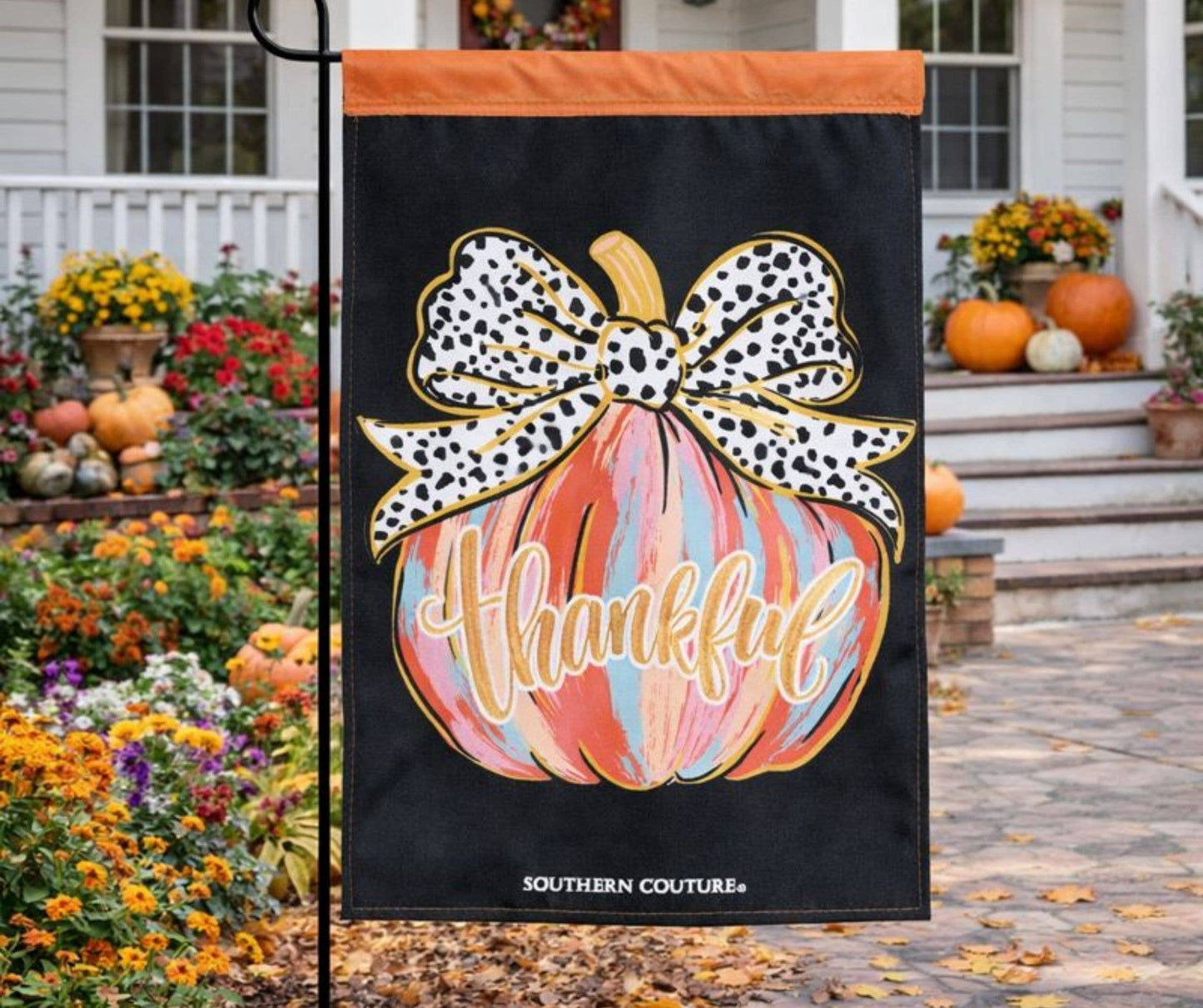 Garden Flag Painted Pumpkin Thankful