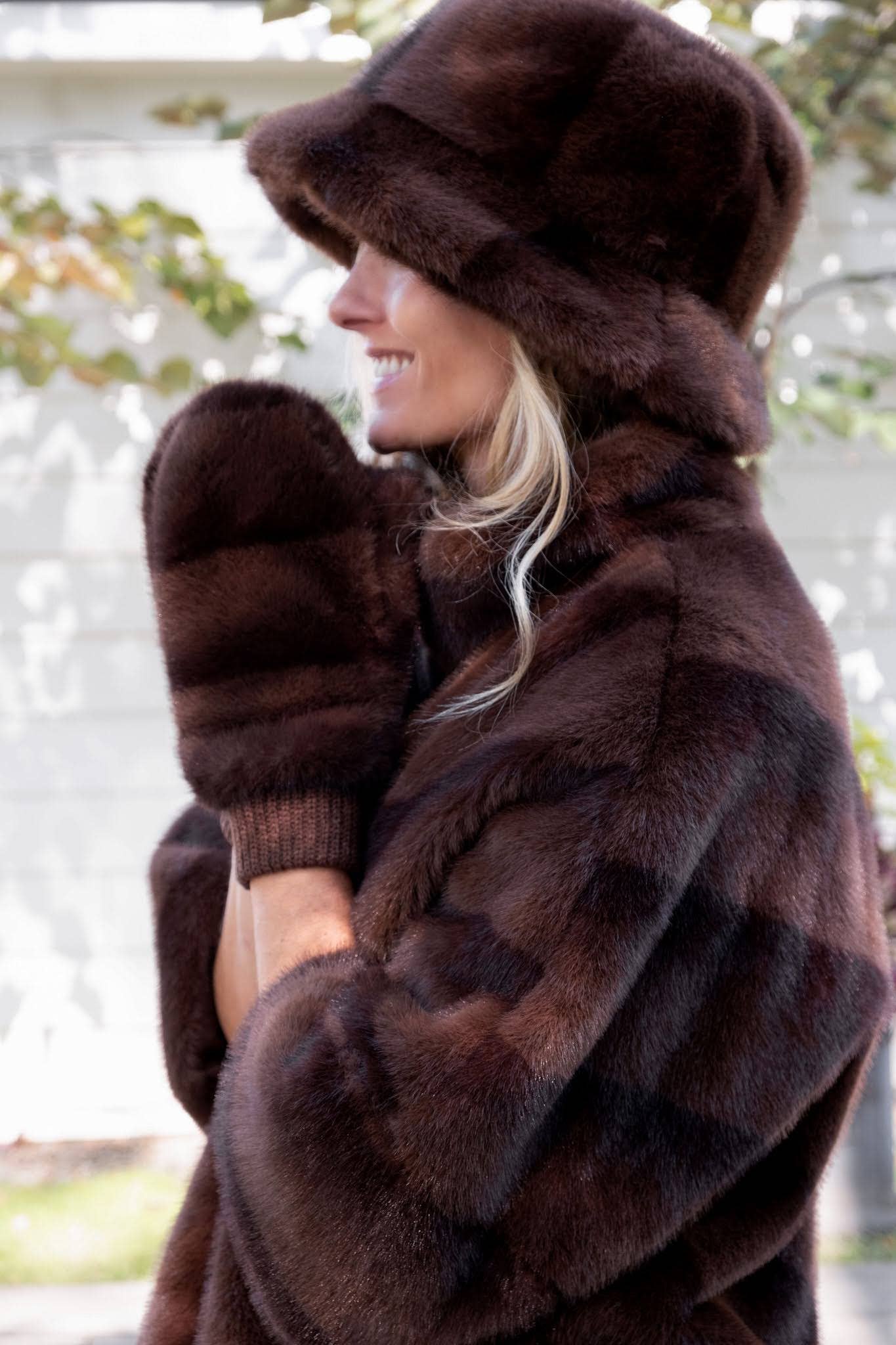 Paige Faux Fur Hat Brown