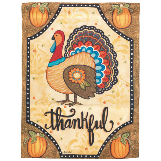 Turkey Thankful Large Print Flag