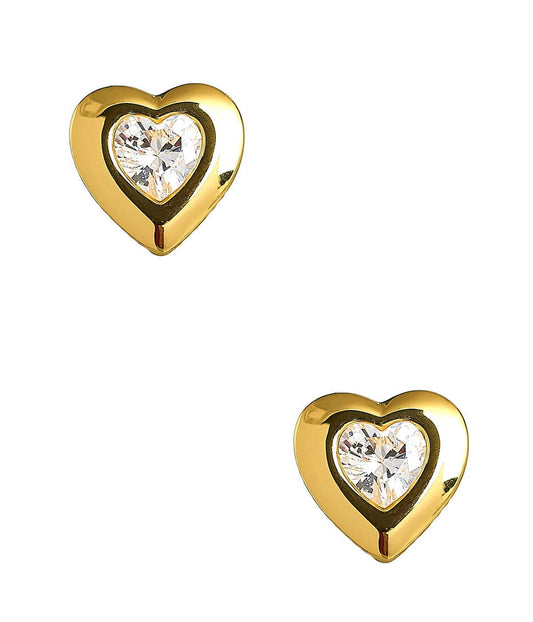 Katy Bezel Heart Stud Earring - 18k Gold Plated
