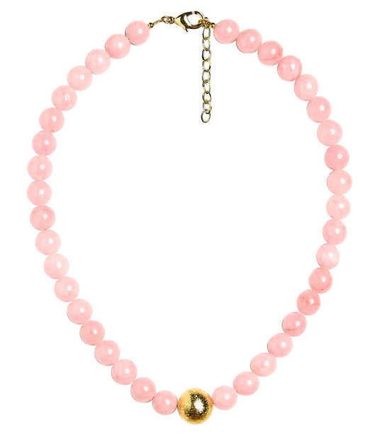 Winnie - Quartz Beaded Necklace - Light Pink