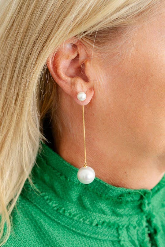 Madi Earring - Rhinestone Top with Gold Brushed Drop